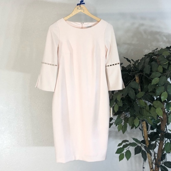 NWT Blush Pink Calvin Klein Fitted Dress - Picture 1 of 8
